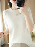 Wool Blended 2026 Autumn And Winter Women's New Loose Round-Neck Short-Case Small Design Short-Sleeved Top Knitwear Shirt