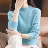 Wool Blending 2026 Autumn And Winter New Women's First-Line Ready-Up Seamless Half-High Collar Soft-Knitted Bottom Sweater