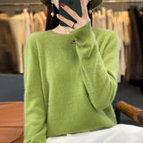 Support Quality Inspection Seamless 100% Pure Wool 2026 Line Ready-On-Line Autumn And Winter New Round Collar Knitted Bottom Sweater