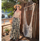 Bohemia Beach Skirts Women's Summer Seaside Wearing Thin Open Wide Leg Trousers Crushed Flowers Mop Trousers