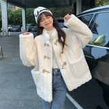 Lamb Haired Small Fragrant Coat Women Autumn And Winter Thicken 2025 New Korean High-End Horn Buckle Small Cotton Suit