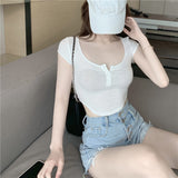 Hottie T-Shirt Girl Summer High-Waist Short-Shoeing Tight 2025 New White Short-Sleeved Top In Tide