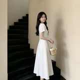 French First Love Doll Collar Giant Good-Looking Dress Women Summer College Style Gentle White Short-Sleeved Temperament Long Dress