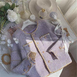 Small Scent Lavender Purple Coarse Flowers, Short Coat Women Autumn And Winter 2026 New High-End Feeling This Year's Popular Color