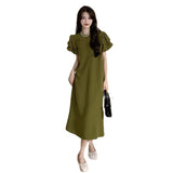Bubble Sleeve Dress Women's Summer 2026 New Small Small Eleaning French Design Long Dress