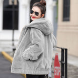 Large-Size Lamb Wool Coat Women 2026 New Autumn And Winter Lamb Velvet With Velvet Warm Jacket Short Hood Loose