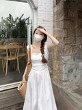 French White Sleeveless Vest Dress Women's Summer New High-End Temperament Square Leniour Skirt