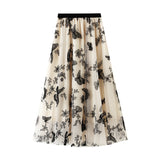 Spring And Summer New High-Rise Thin A-Word Lace Butterfly Fairy Mesh In The Long Skirt Women's Skirt 8652