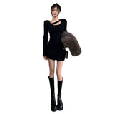 Packing Hip Dress 2026 New Hottie Dress Long Sleeve Autumn Winter Sister Women Tight Black Skirt Repair