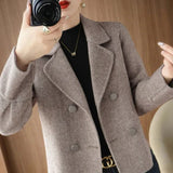 Double-Sided Coat Woman Spring Autumn New Short Coat Small Long-Sleeved Suit Trendy Fur Coat