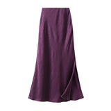 Dark-Patterned High-Sense Violet Dress Summer Female-Sin-Law Fishtail Skirt Open-Fork Cool Dress D9909