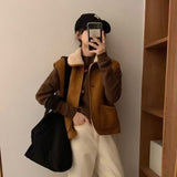 Millard Korean Fashion Deer Leather Wool Vest Winter New Inner Lamb Hair Small Shoulder