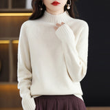 Line Ready-Wear 100% Pure Wool 2026 Autumn And Winter New Women's Half-High Collar Short- Jacket Loose Knit Sweater