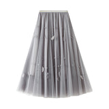 Super Fairy Half Skirt A-Character Skirt In The Long Skirt Of The Long Dress Girl Spring High Waist Feather Fluffy Skirt 0126