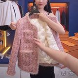 Pink Small Fragrant Wind Thick Coat Women Cotton Autumn And Winter 2026 New Famous Lady Delicate Lady Coarse Cotton Coat