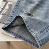 Pear-Shaped Body Hole Denim Shorts Women Summer Thin Large Size Fat Mm High-Waisted Shading A-Legged Five-Point Trousers