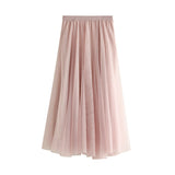 New Long Yarn Skirt Half Dress Girl Autumn And Winter High Waist Long Net Yarn Skirt 100 Folding Skirt A Skirt Fairy Dress 8859