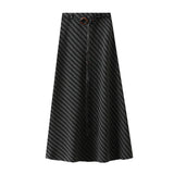 Autumn New Knitted High-End Retro-Striped Twilled Half-Dressed Dress 2025 Thin Dress Woman 99991