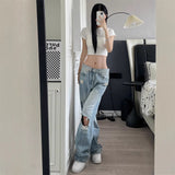 Vintage Ripped Jeans Women's Summer Trend With New High-Rise Thin Straight Broad Leg Pants