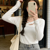 French Collar Cross-Bottomed Women's Autumn And Winter 2026 New Design Long Sleeves Sexy Top