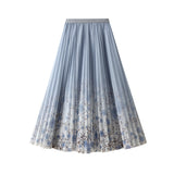Printed Mesh Dress Women's Spring And Summer 2025 New Broken Flower Dress Long-Scared Skirt Long Dress J898