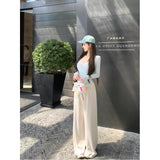 Pure-Style Sexy Suit Female Blue V-Neck Long Sleeves T-Shirt Autumn Sling Vest Stacked Two-Piece Jacket