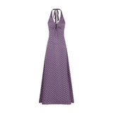 Purple Wave Spot Hanging Neck Dress Women Summer High-End Feel Dress Hottie Wind Bag Hip Dress