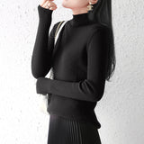 Temperament Wool Bottom Knitted Shirt 2026 Autumn And Winter New Short High-Song Jacket Half-High Collar Women's Pull-And-Twin Sweater