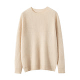 Cashmere 2026 Autumn And Winter Girl's New Round Collar Solid Color Waffle Jacket Short Loose Knitted Sweater