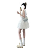 Korean White Sleeveless Vest Dress Women's Summer Gentle Style Temperament Skirt Small Loose Flower Tidive Skirt
