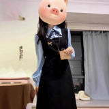 Fake Two College Style Long-Sleeved Dress Women Spring And Autumn 2026 New Teaching Interview Korean Style Wearing Suit