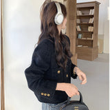 French High-End Black Fragrant Coat Woman 2025 Autumn New Small Small Look Short Top