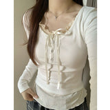 Fake Two-Piece Under-Wearing Shirt Woman's New Early Autumn Chic Repair Shoulder Long-Sleeved White Blouse Spring And Autumn
