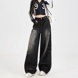 Black Wide-Legged Jeans Women's Winter 2025 Trend New High Street Small Work Clothes Loose Straight Pants