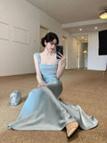 High-End Sapphire Set Of Sapphire Light Luxury Dress 2026 New Heavy Industry Nail Bead Banquet Dress Hanging Long Skirt