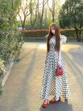 French Wave Dress Women's Summer High-End Feel Seaside Holiday Small Flying Sleeve Temperament Waist A Word Long Skirt