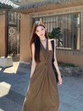 French Sleeveless Hanging Neck V-Neck Vest Dress Women 2025 New Summer Yunnan Tourism Wearing Long Skirt