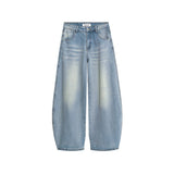 Vintage Pocket Embroidered Jeans Trend New Loose High-Rise Thin Leg Pants Drag Floor Scissor Trousers