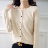 Wool Blended 2026 Autumn And Winter Women's New Pure Color Buckle Loose Collar Short Knitted Sweater Outside