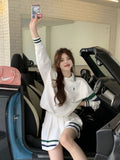 College Wind Blowing Street Sports Suit Skirt Women Spring And Autumn Casual Fashion Cut Sweet Hot Girls Two-Set
