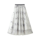 Summer Color A Word Three-Dimensional Yarn Net Embroidery Exquisite High-End Yarn Net Yarn Half Body Skirt New 1811