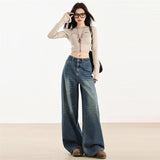 Light Blue Broad-Legged Jeans Women's 2025 Summer New Loose Display Thin Lazy Straight Tube Drag Pants