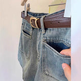 Vintage Denim Shorts Women Summer Thin High-Waisted Shade Across The Thin Small A Word Casual Broad Leg Hot Pants
