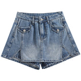 Open-Fork Denim Shorts Skirt Girls Spring And Summer Thin 2025 New High-Waisted Babes Small A Word Short Skirt