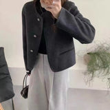 Small Fragrant Coat Women Double-Sided Wool Coat Women Short Small Simple Commuter Round Collar Loose Coat