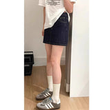 Dark Blue Cowboy Half-Dress Woman 2025 New Summer High-Waisted Short Skirt Pear-Shaped Body A Skirt