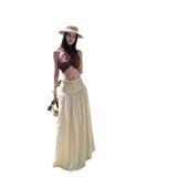 Great Northwest Desert Tourism Wearing A Word Half Dress Dress Dress Hanging Neck Top Hot Girl Seaside Vacation Two Sets
