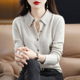 Wool Blended 2026 Autumn And Winter Women's New Loose Polo Collar Short Shirt Coat Knitted Open Shirt