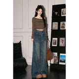Dark Blue Wide-Legged Jeans Women 2025 Explosion Autumn And Winter Trend New High-Waist Loose Straight Pants