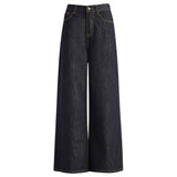 Denning Deep Blue High-Waisted Broad-Legged Jeans Women's Autumn 2025 New Retro Lazy Slackening Straight Trousers